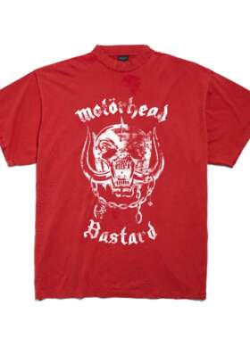 False Inception摩托头Motörhead金属摇滚乐队小领口OS红短袖T恤