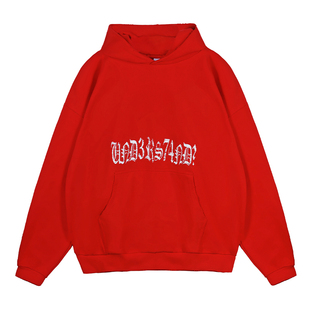 石凯同款 Inception红色连帽卫衣男女字母印花上衣秋重磅 False