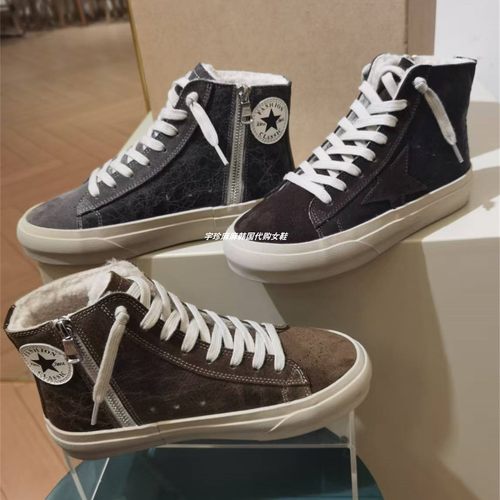 2025秋冬新款女鞋复古高帮星星鞋