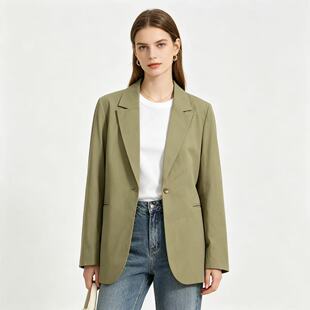 FF2535外贸欧美西装女 翻领一粒扣宽松垂感休闲通勤休闲小外套