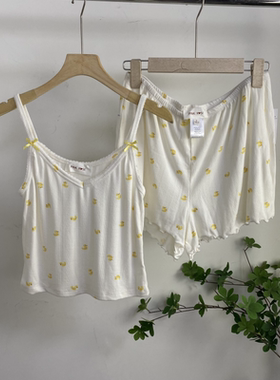 GG8542任3件包邮外贸欧美吊带上衣夏款松紧腰印花阔腿短裤两件套