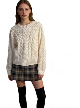 O1452任3件包邮外贸欧美女生短款毛衣新款圆领套头宽松时尚针织衫