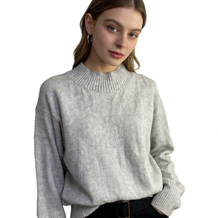 圆领套头宽松休闲百搭针织衫 毛衣新款 时尚 N1256外贸日单女装