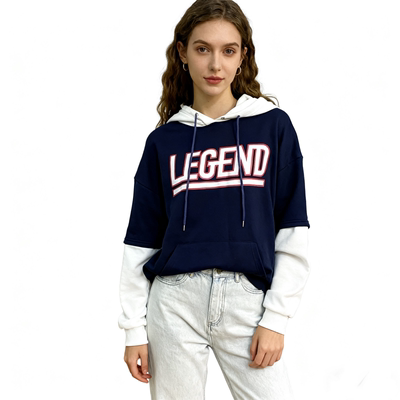 CC5648任3件包邮时尚女士卫衣秋冬新款连帽套头拼色加绒宽松上衣