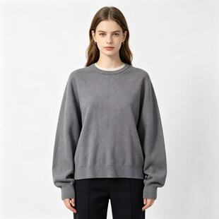 V2563外贸欧美针织衫女圆领秋季新款长袖宽松显瘦内搭打底衫上衣