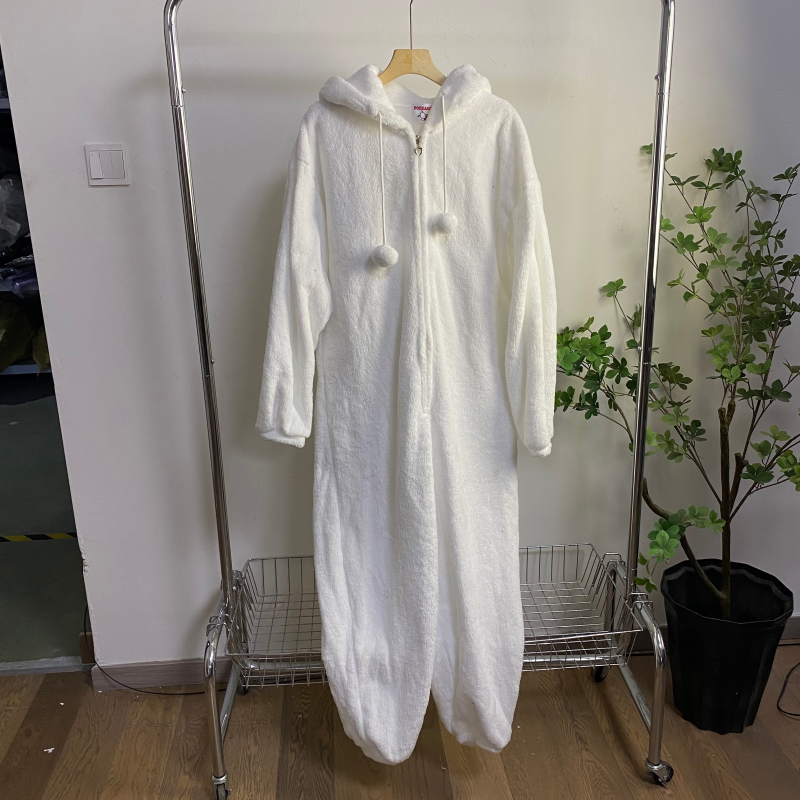 II9636任3件包邮外贸日单情侣款毛绒连衣裤家居服摇粒绒卡通睡衣