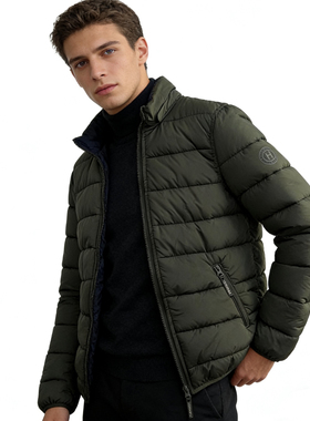 B5809外贸欧美单男女同款棉衣新款立领拼色可两面穿休闲棉服