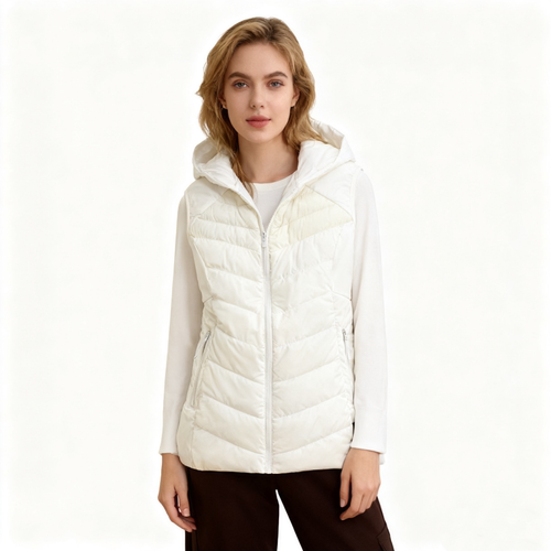 A4550任3件包邮外贸欧美女士拼色棉马夹新款立领连帽修身无袖马甲