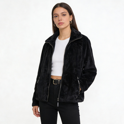 A2095外贸欧美单女士毛绒外套新款立领宽松加厚时尚摇粒绒上衣