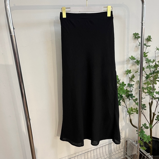 U5230外贸日单女士半身裙早春新款 松紧腰高腰显瘦温柔风中长裙