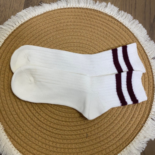 防滑吸汗百搭中筒袜 外贸女士袜子条纹拼色新款 A0011任3件 包邮