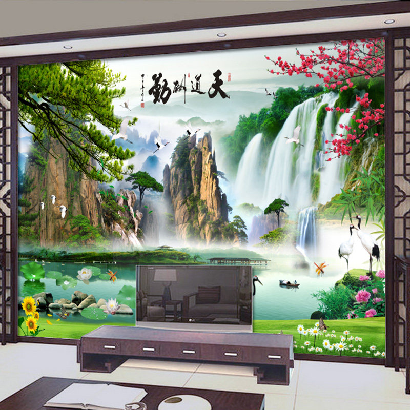 3d立体客厅墙纸电视背景墙壁纸影视无缝墙布大型壁画自然风景竹子