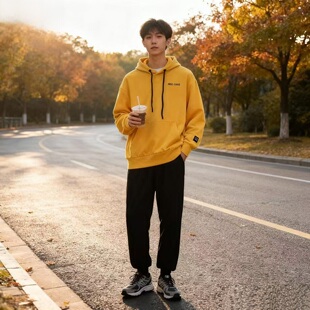 ABLE JEANS男女卫衣秋冬加绒立体连帽纯棉宽松连帽休闲上衣厚外套