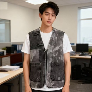 ABLE 中国想象拼接复古潮流百搭背心 JEANS男女牛仔马甲25秋新品