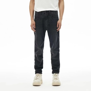 男裤 ABLE 复古休闲长裤 秋冬加绒加厚黑牛直筒滑板裤 JEANS男牛仔裤