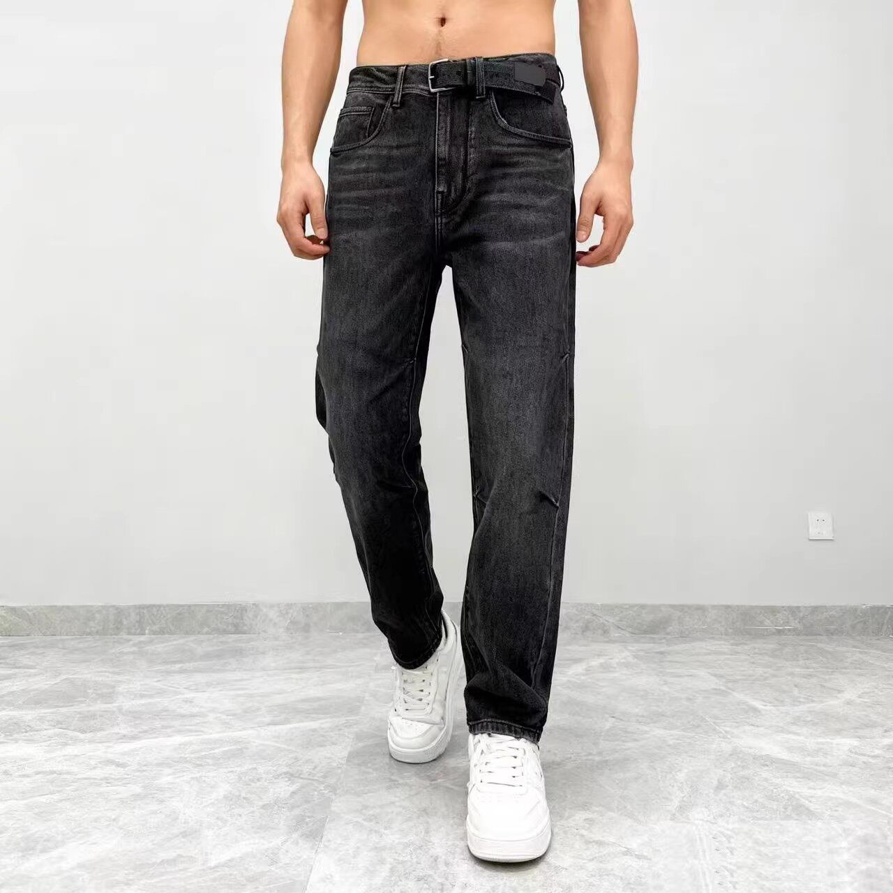 ABLEJEANS男牛仔裤直筒滑板长裤