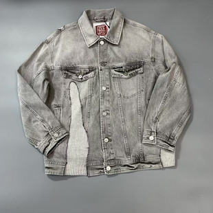 中国想象ABLE JEANS男女灰牛牛仔夹克立体拼接宽松复古上衣潮外套