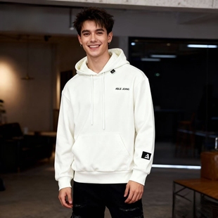 ABLE 外套 JEANS男卫衣秋冬白色立体连帽加绒厚型立体复古休闲长袖