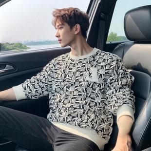 ABLE JEANS男女卫衣25秋冬针织立体圆领复古潮流运动宽松休闲外套