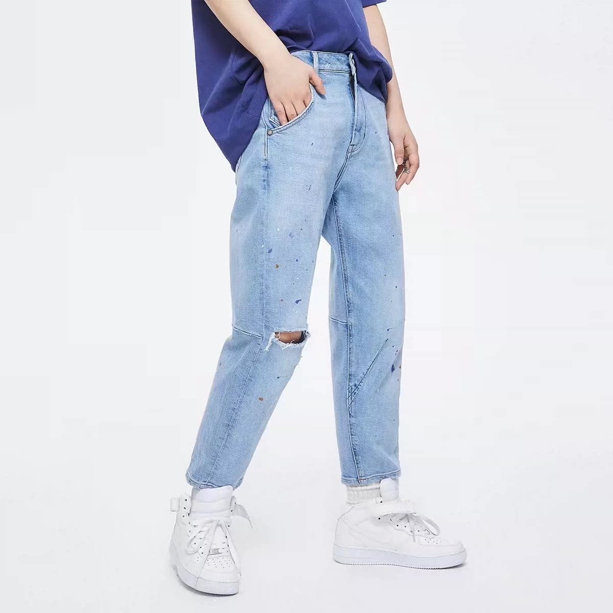 ABLEJEANS牛仔裤立体锥形直筒裤