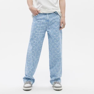 立体高腰宽松直筒印花休闲裤 中性款 春夏新品 JEANS男女牛仔裤 ABLE