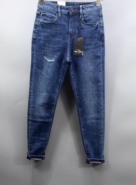 特价ABLE JEANS女牛仔裤新品立体弹力水洗修身运动休闲九分裤女裤