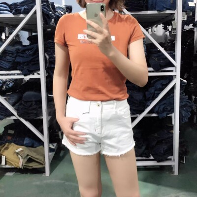 白色全棉女士短裤ABLEJEANS