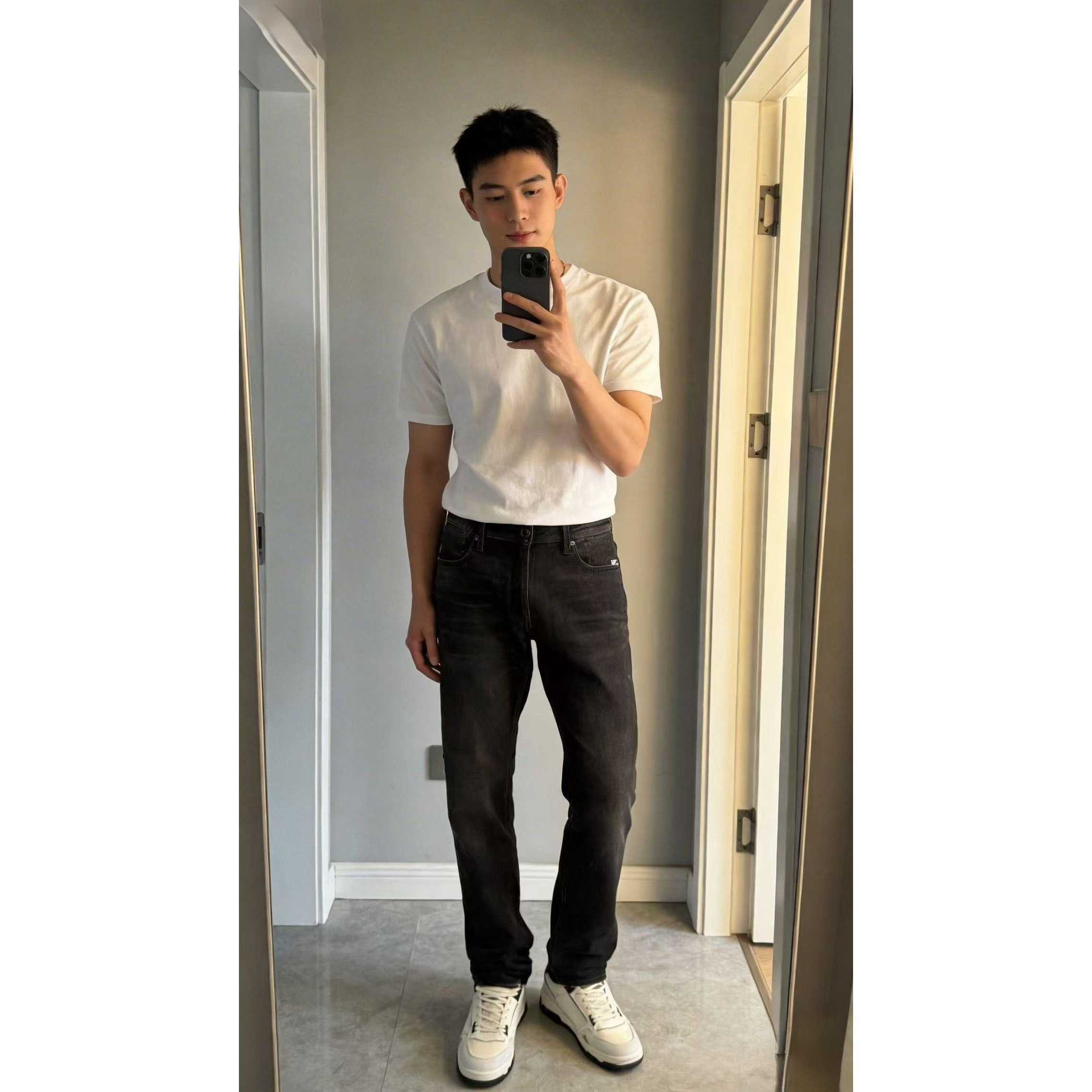 gs男长裤春季黑牛修身黑牛牛仔裤