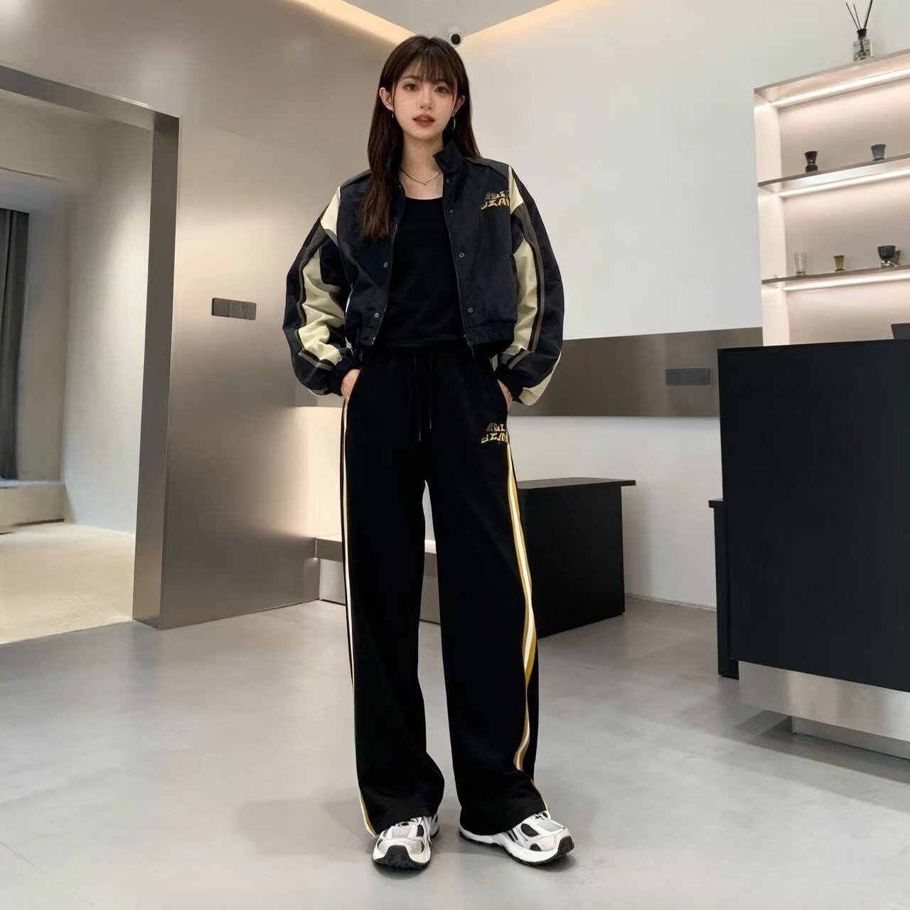 女士宽松阔腿裤运动秋冬拖地长裤