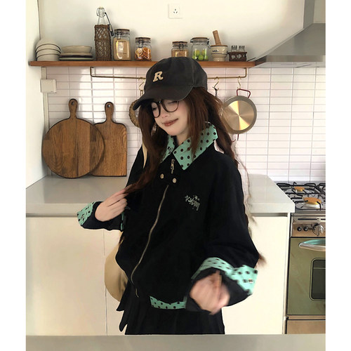 土豆猫韩系学院风短款夹克外套女