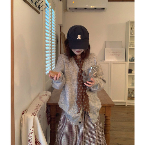 土豆猫韩系开衫毛衣外套女宽松