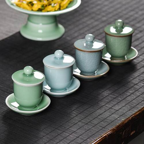 龙泉青瓷莲花供水杯家用佛堂