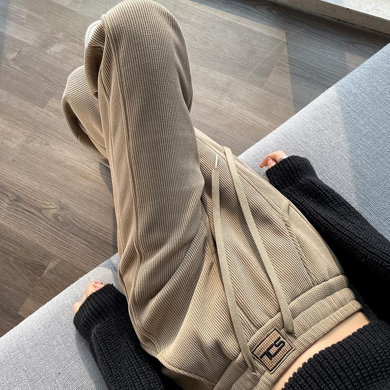 雪尼尔阔腿裤女秋冬季大