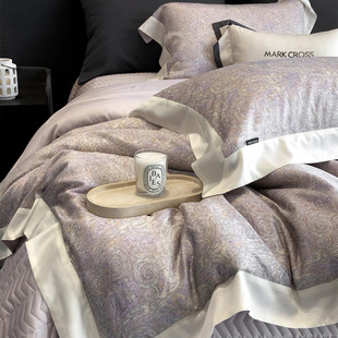 厂家直发【幻夜巴比伦】奶基米天丝磨毛床盖印花四件套莱赛尔床品