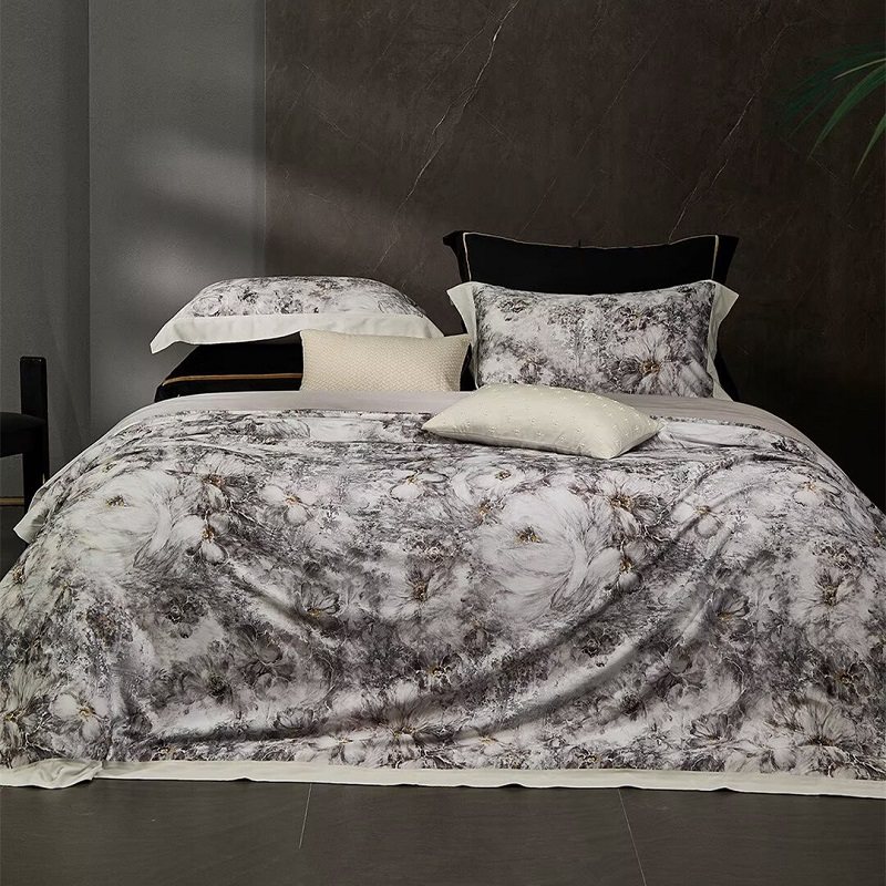 丽本超细旦天丝棉磨毛四件套数码印花被套床单亲肤柔软糯保暖床品