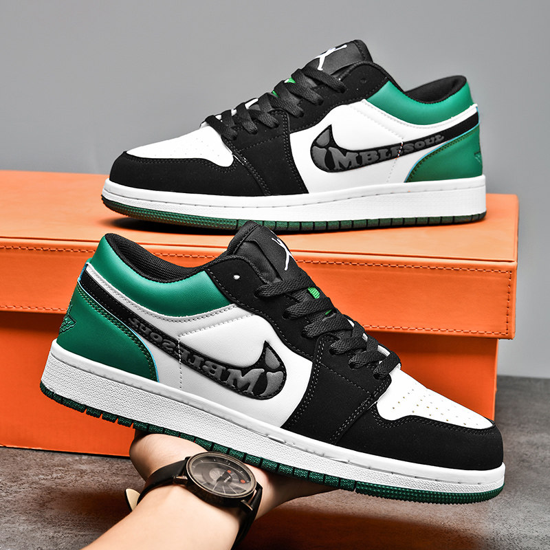 AJ男鞋低帮板鞋闪电倒钩莆田官方正品黑白熊猫中学生运动休闲鞋女