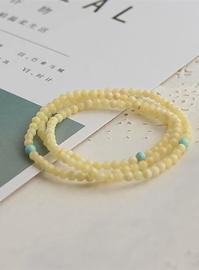 无优化白花 蜜蜡手串4.5mmDIY 女款 细小颗珠子 两圈三圈迷你手链
