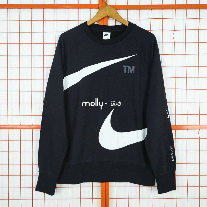 正品nike耐克男子大标logo断勾运动针织休闲套头衫卫衣dd6097-010