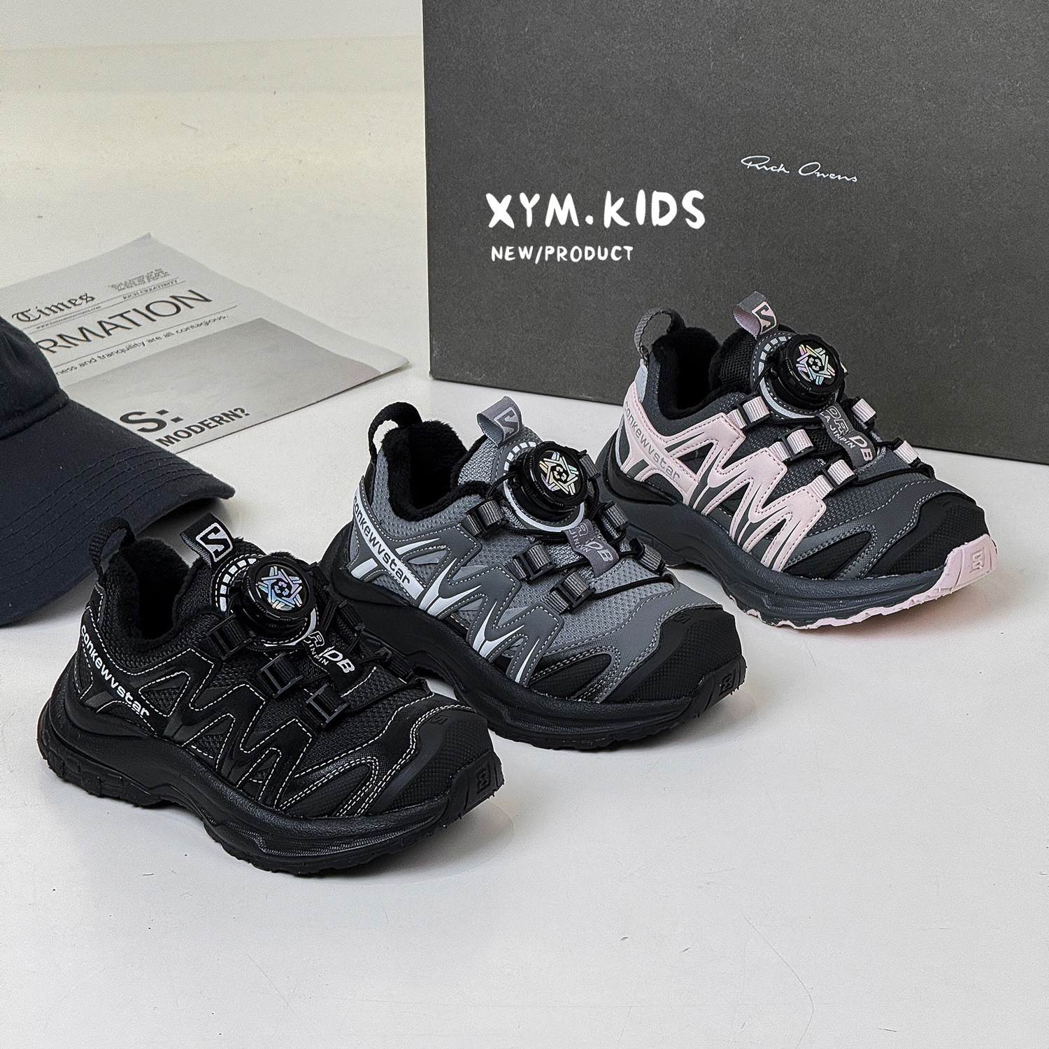 可爱家-旋转扣童鞋2025年冬季儿童运动鞋加绒男女童跑步鞋二棉鞋