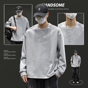 男装 |男士长袖卫衣2025年秋冬新款加绒加厚宽松内搭圆领上衣男款