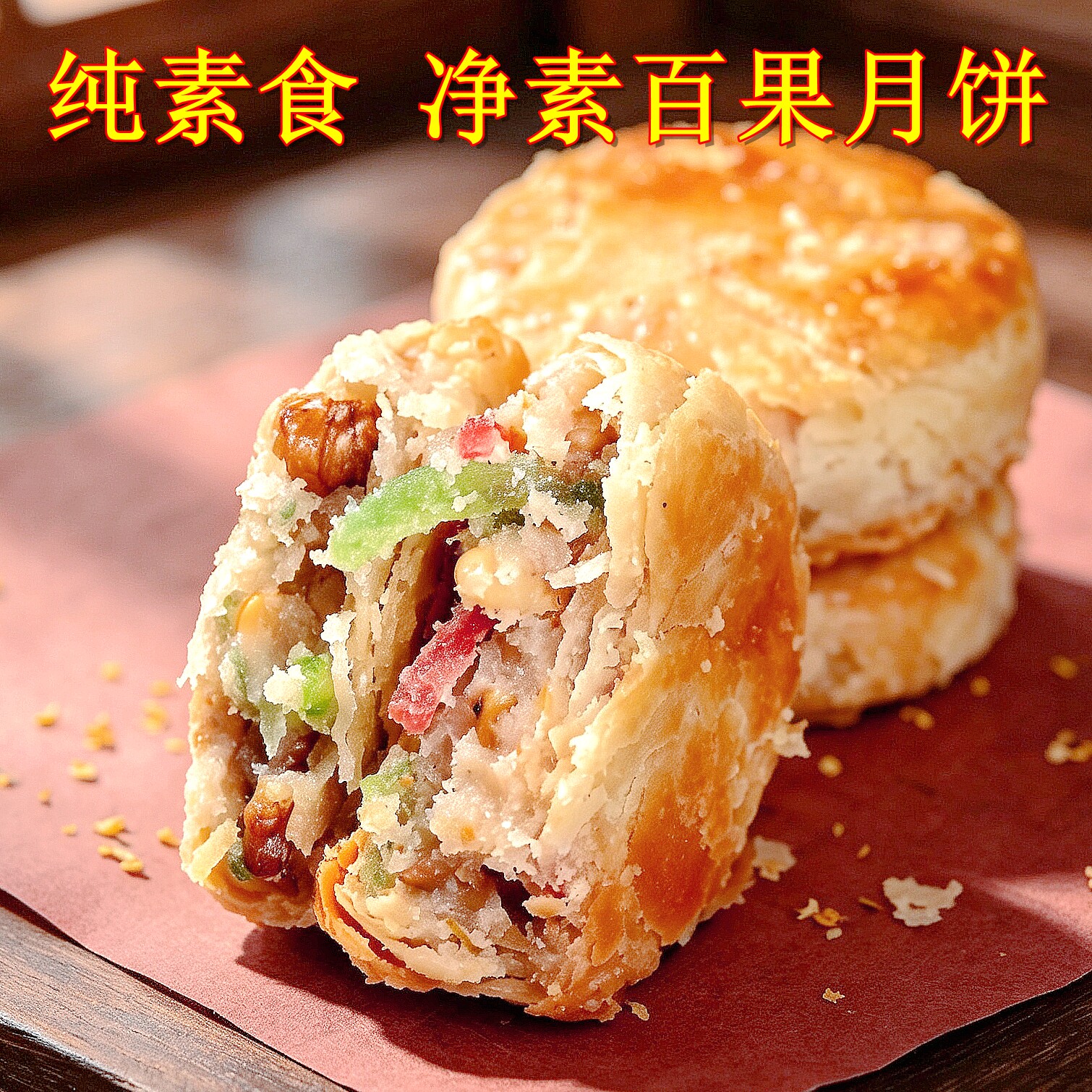 杭州素月饼净素百果五仁供奉拜佛寺院进贡礼佛纯素食手工无荤月饼