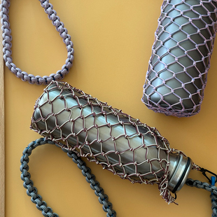 树的岛Tree手工编织保温杯套酒袋套户外松紧斜挎网兜环保简约时髦