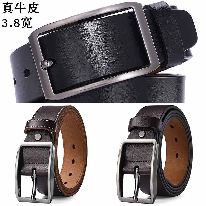 日字扣皮带男纯牛皮复古牛仔腰带加长胖大码裤带真皮腰带3.8宽