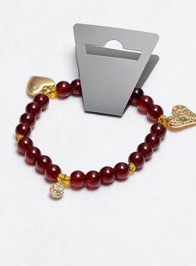欧美PG新款石榴红水晶珠手链