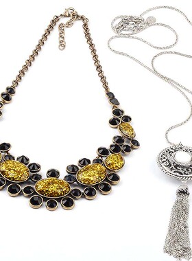 女士和兴气质松石毛衣链