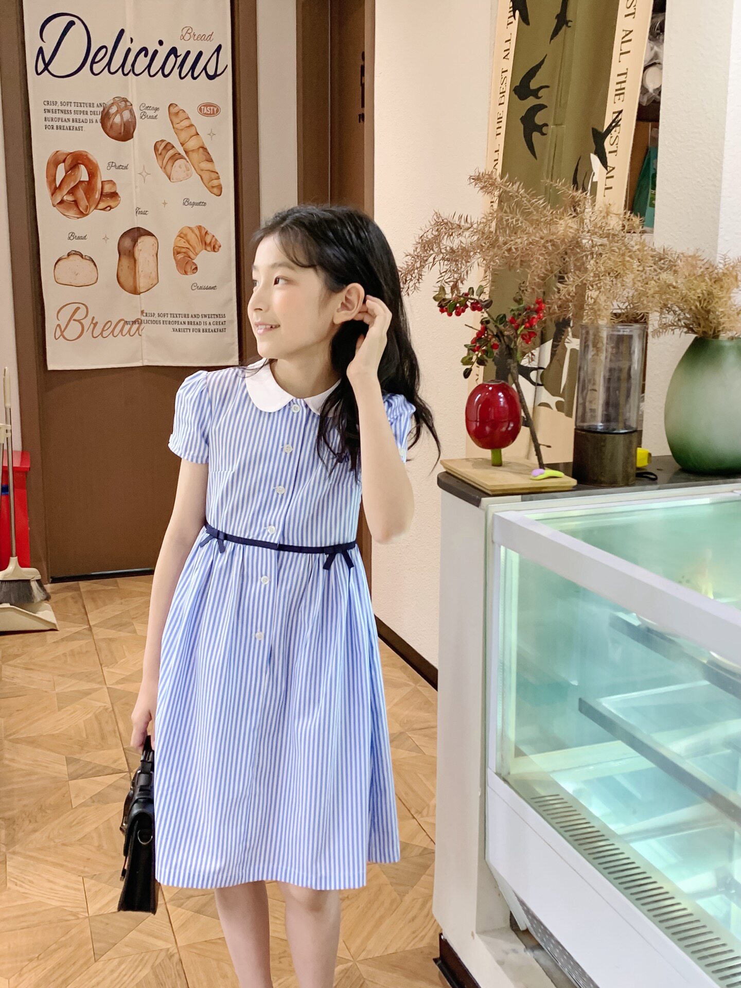 2026夏季新款女童连衣裙夏装女大童纯棉条纹公主裙短袖童装裙子