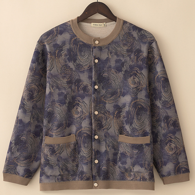 加大秋冬复古印花妈妈外套