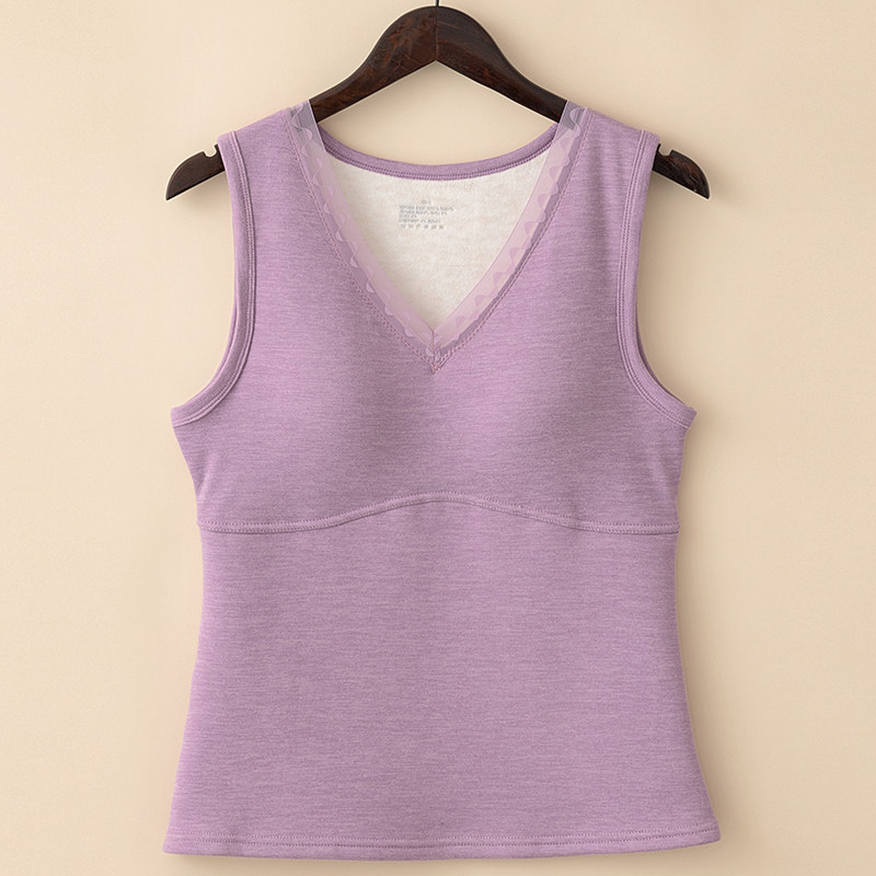 秋冬德绒保暖背心女内搭免穿文胸三合一带胸垫羊毛蚕丝无袖打底衣,女士内衣/男士内衣/家居服,保暖背心,淘宝优惠券,粉丝福利购,淘宝优惠卷