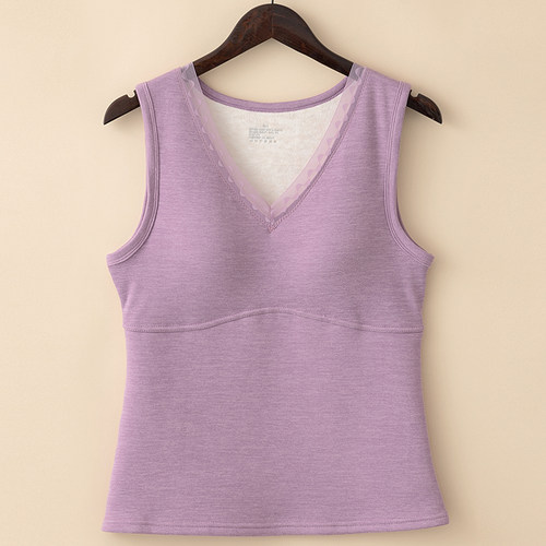 带胸垫羊毛蚕丝内穿无袖保暖背心