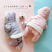 四脚裤 宠物狗狗猫咪衣服秋冬季 款 羽绒棉衣波点法兰绒加厚泰迪比熊